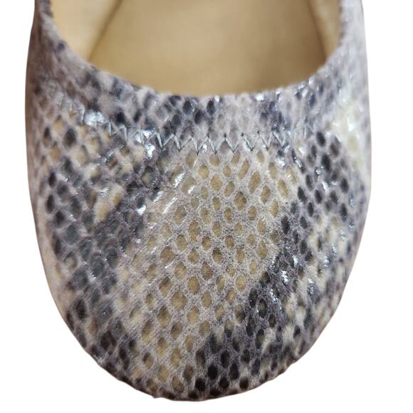 Lucky Brand Emmie Faux Leather Snakeskin Print Ballet Flats Cream Gray Tan 8 - Picture 3 of 7